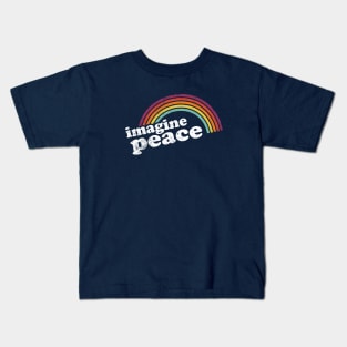 IMAGINE PEACE - Vintage Retro Rainbow Kids T-Shirt